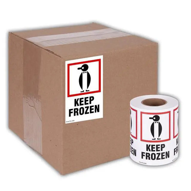 Alt view image 5 of 5 - 3" X 5" Keep Frozen Safe Handling Warning Stickers for Shipping and Packing - 500 Adhesive Labels Per Roll (10 Pack)