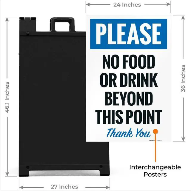 Alt view image 3 of 7 - Please No Food Or Drink Beyond This Point Thank You Sidewalk Sign Kit, | 24x36 Inches, With A Frame Stand, Made in USA by