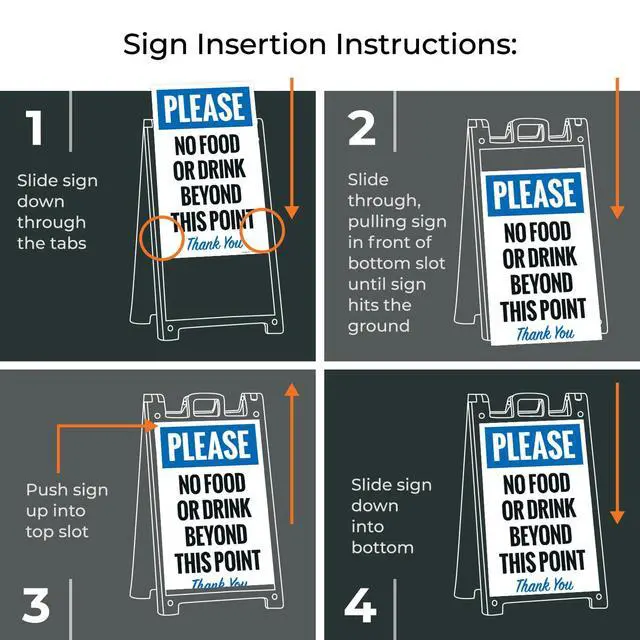 Alt view image 4 of 7 - Please No Food Or Drink Beyond This Point Thank You Sidewalk Sign Kit, | 24x36 Inches, With A Frame Stand, Made in USA by