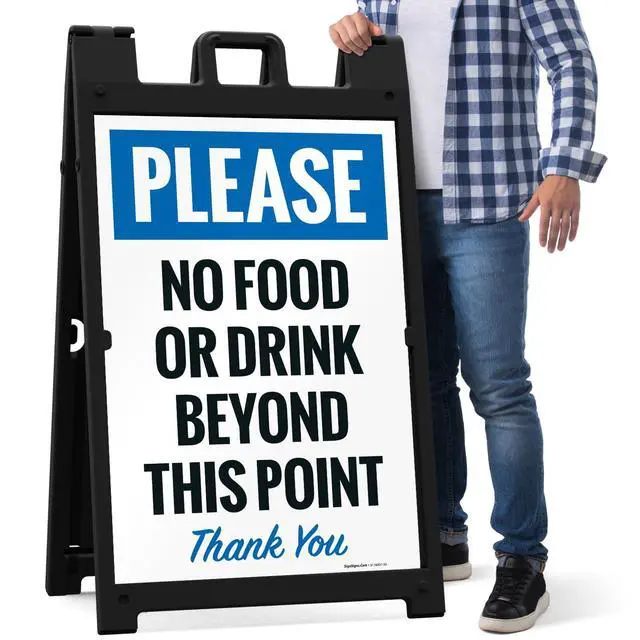 Alt view image 7 of 7 - Please No Food Or Drink Beyond This Point Thank You Sidewalk Sign Kit, | 24x36 Inches, With A Frame Stand, Made in USA by