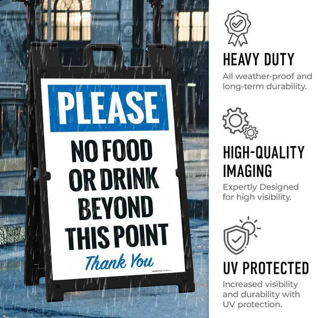 Alt view image 6 of 7 - Please No Food Or Drink Beyond This Point Thank You Sidewalk Sign Kit, | 24x36 Inches, With A Frame Stand, Made in USA by