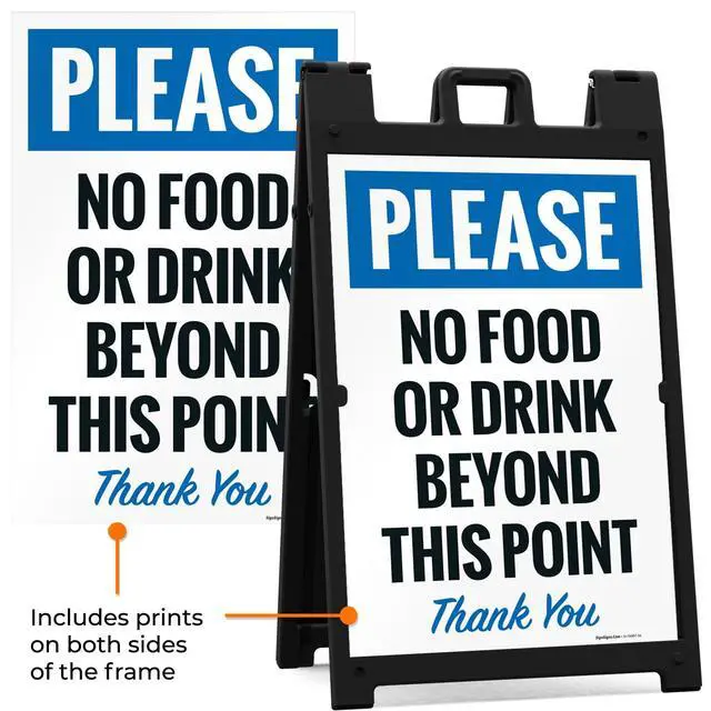 Alt view image 5 of 7 - Please No Food Or Drink Beyond This Point Thank You Sidewalk Sign Kit, | 24x36 Inches, With A Frame Stand, Made in USA by