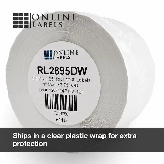 Alt view image 4 of 6 - OnlineLabels - 2.25 x 1.25 Waterproof Labels for DYMO Printers - 1,000 Per Roll, 24 Rolls Totaling 24,000 Labels - Same As DYMO 30334 - RL2895DW-24