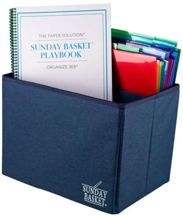 Main image of Paper Organizer Solution | Home Office Organization & Document Holder | File Box for Paper Storage | The Classic Sunday Basket® System (Classic Navy)