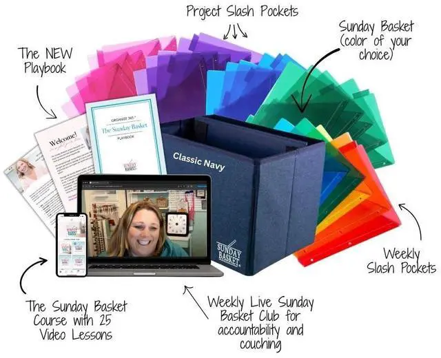 Alt view image 2 of 7 - Paper Organizer Solution | Home Office Organization & Document Holder | File Box for Paper Storage | The Classic Sunday Basket® System (Classic Navy)