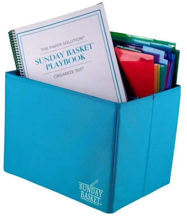 Main image of Paper Organizer Solution | Home Office Organization & Document Holder | File Box for Paper Storage | The Classic Sunday Basket® System (Trendy Teal)