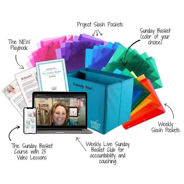 Alt view image 2 of 7 - Paper Organizer Solution | Home Office Organization & Document Holder | File Box for Paper Storage | The Classic Sunday Basket® System (Trendy Teal)