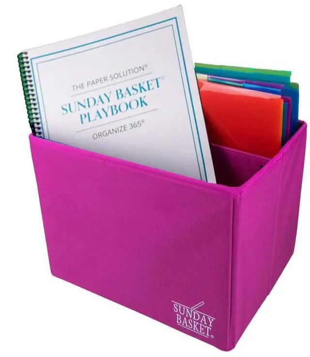 Main image of Paper Organizer Solution | Home Office Organization & Document Holder | File Box for Paper Storage | The Classic Sunday Basket® System (Raspberry Embrace)