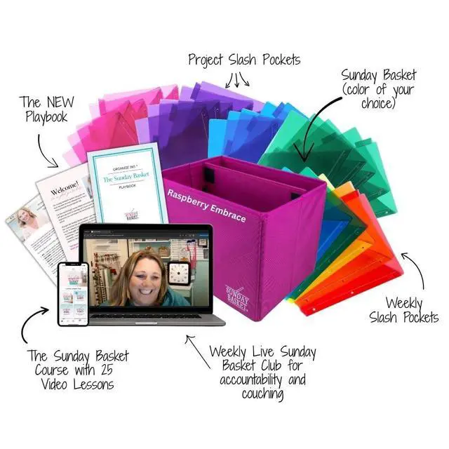 Alt view image 2 of 7 - Paper Organizer Solution | Home Office Organization & Document Holder | File Box for Paper Storage | The Classic Sunday Basket® System (Raspberry Embrace)