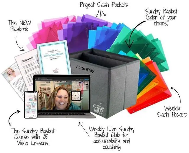 Alt view image 2 of 7 - Paper Organizer Solution | Home Office Organization & Document Holder | File Box for Paper Storage | The Classic Sunday Basket® System (Slate Gray)