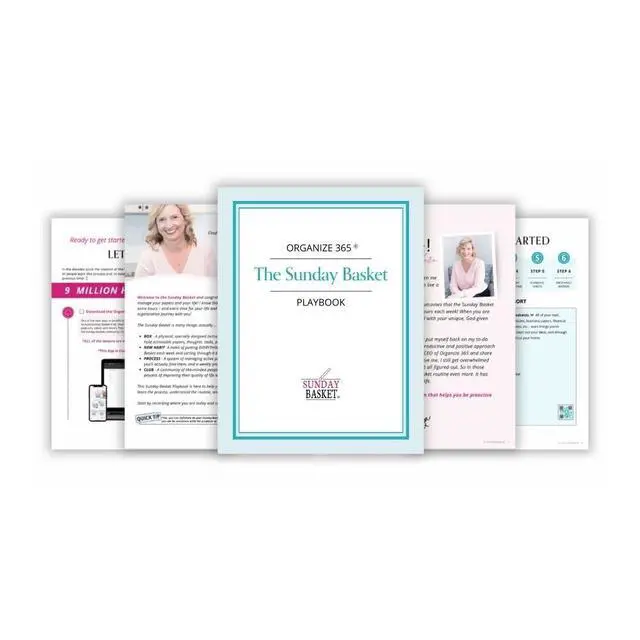 Alt view image 5 of 7 - Paper Organizer Solution | Home Office Organization & Document Holder | File Box for Paper Storage | The Classic Sunday Basket® System (Trendy Teal)
