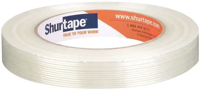 Main image of GS 490 Economy Grade, Light Duty Fiberglass Reinforced Strapping Tape, 55m Length x 18mm Width per Roll, White, 1 Case of 48 Rolls (101229)