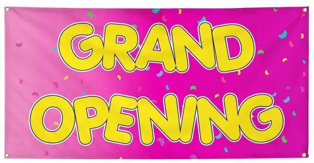 Main image of Vinyl Banner Multiple Sizes Grand Opening Advertising Printing A Business Outdoor Weatherproof Industrial Yard Signs Pink 10 Grommets 60x144Inches