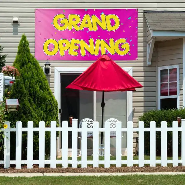 Alt view image 3 of 6 - Vinyl Banner Multiple Sizes Grand Opening Advertising Printing A Business Outdoor Weatherproof Industrial Yard Signs Pink 10 Grommets 60x144Inches