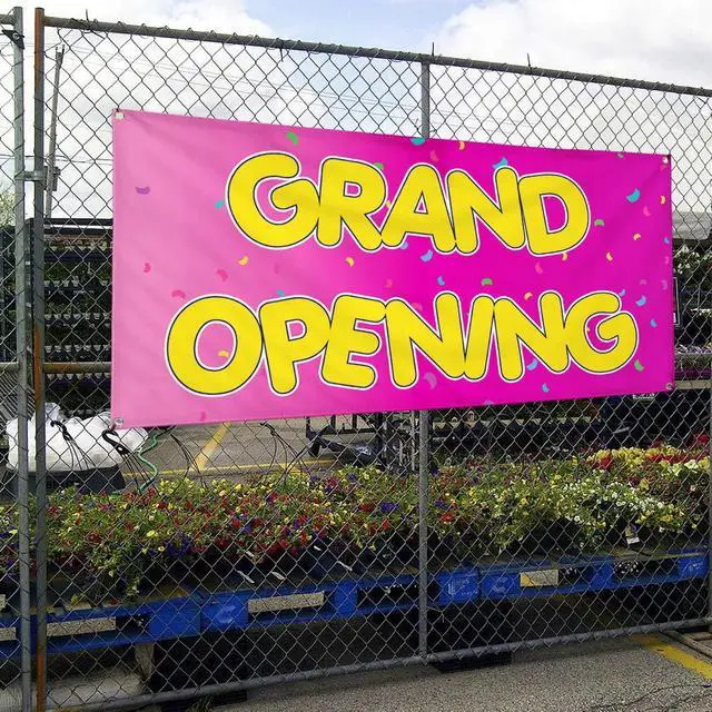 Alt view image 4 of 6 - Vinyl Banner Multiple Sizes Grand Opening Advertising Printing A Business Outdoor Weatherproof Industrial Yard Signs Pink 10 Grommets 60x144Inches