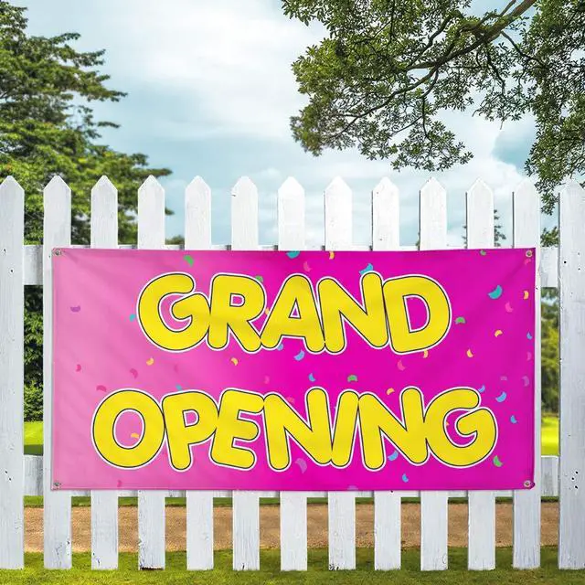 Alt view image 5 of 6 - Vinyl Banner Multiple Sizes Grand Opening Advertising Printing A Business Outdoor Weatherproof Industrial Yard Signs Pink 10 Grommets 60x144Inches