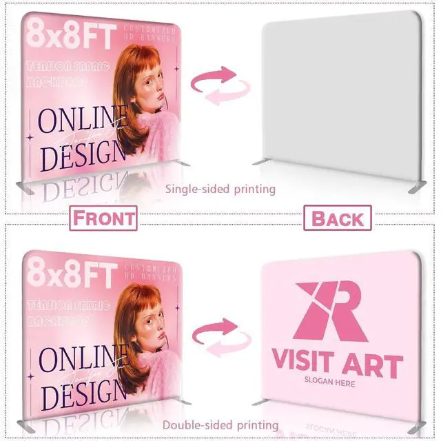 Alt view image 4 of 6 - (Double-Sided Print) Tension Fabric Backdrop Trade Show Fabric Banner | 5x8 FT Custom Tension Fabric Display Large Trade Show Backdrop Display Booth Exhibit Standing Banner with Aluminum Frame