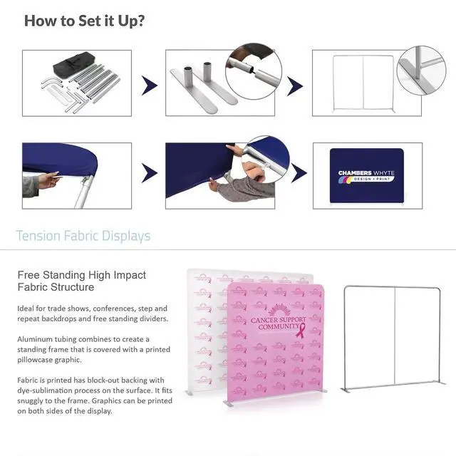 Alt view image 6 of 6 - (Double-Sided Print) Tension Fabric Backdrop Trade Show Fabric Banner | 5x8 FT Custom Tension Fabric Display Large Trade Show Backdrop Display Booth Exhibit Standing Banner with Aluminum Frame