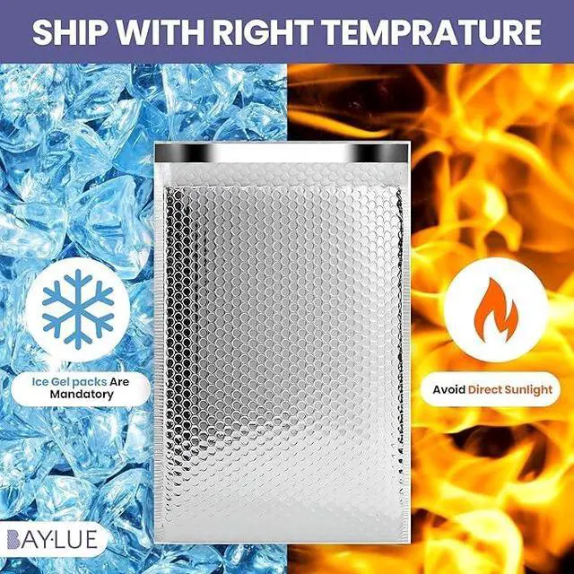 Alt view image 3 of 5 - Thermal Insulated Mailers 8x11, Cold Shipping Envelopes, 200 Pack | Keeps Contents Cold, Self-Seal Closure, Cushioned Protection, Tear-Resistant Foil, Bulk Pack, Size #2