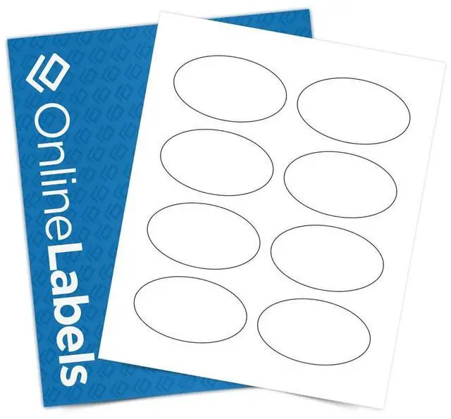 Main image of 3.33 x 2 Oval Labels - Permanent, White Matte - Print-to-Edge - Soap, Product Labels - Pack of 8,000 Labels, 1,000 Sheets - Inkjet/Laser Printers