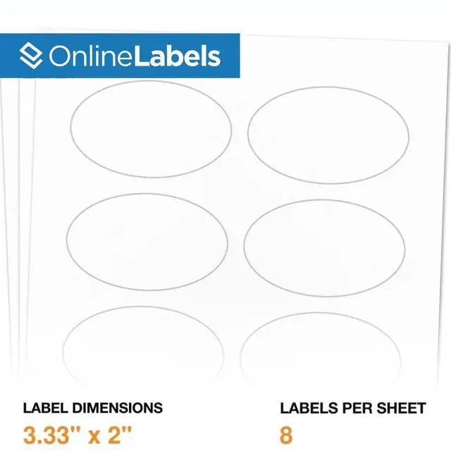 Alt view image 2 of 7 - 3.33 x 2 Oval Labels - Permanent, White Matte - Print-to-Edge - Soap, Product Labels - Pack of 8,000 Labels, 1,000 Sheets - Inkjet/Laser Printers