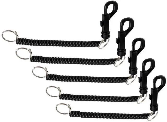 Main image of Bulk 100 Pack Bungee Coil Cords - Elastic Stretchy Elastic Swipe Badge & Key Chain Ring Casino Card Clip Leash Lanyards - for Light Duty Use (Black)