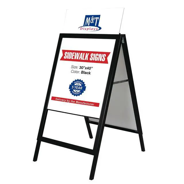 Alt view image 2 of 7 - Sandwich Board Slide-in A Frame Double Sided, Picture, Poster, Advertising Display Menu Board, Aluminum Sidewalk Pavement Sign Holder (Black, 30x40 inch)