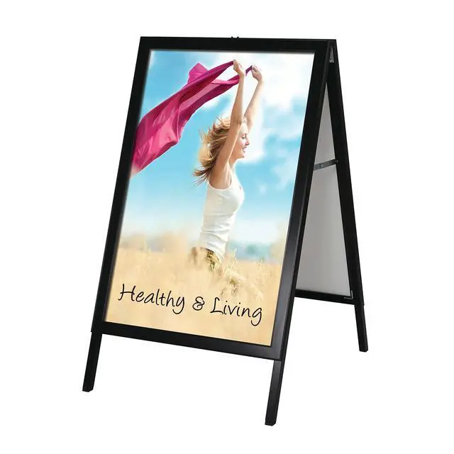 Alt view image 7 of 7 - Sandwich Board Slide-in A Frame Double Sided, Picture, Poster, Advertising Display Menu Board, Aluminum Sidewalk Pavement Sign Holder (Black, 30x40 inch)