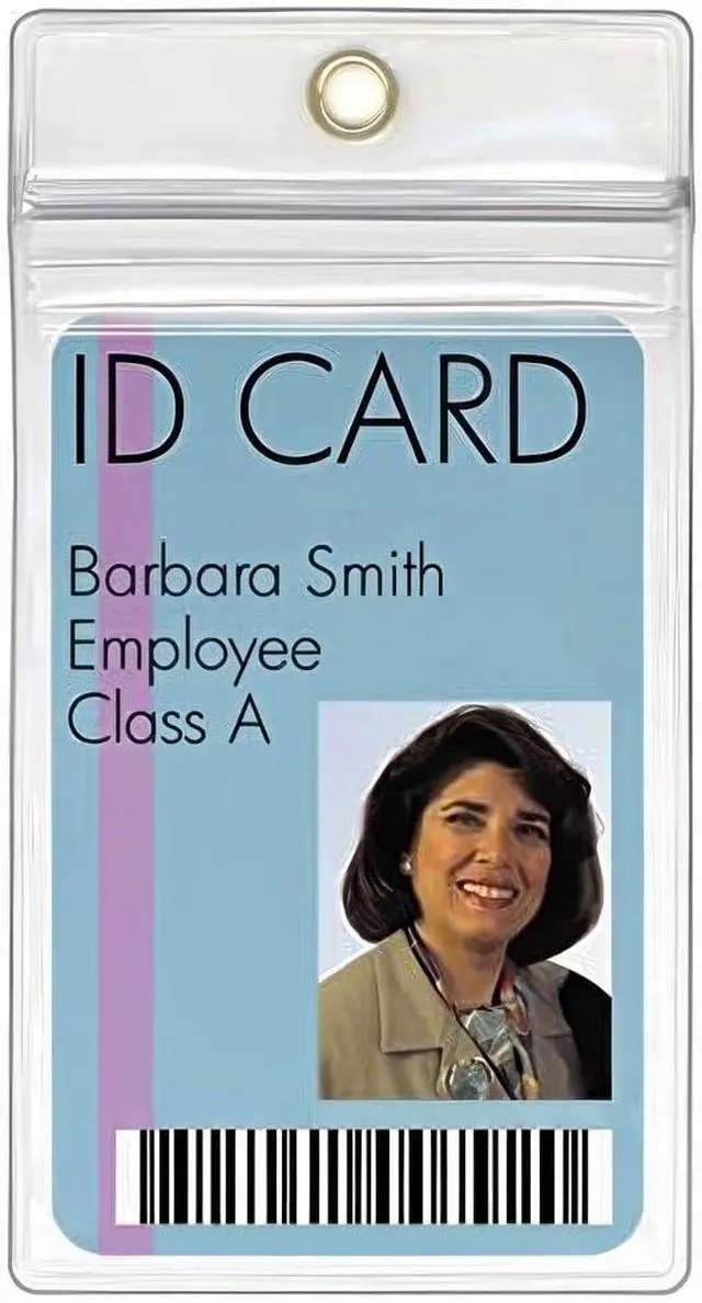 Alt view image 2 of 4 - StoreSMART - 100 Pack - ID/Badge Holder - Zipper and Metal Grommet - Clear Plastic - Open Short Vertical - R3578ZIPS-100