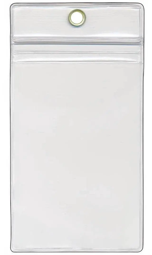 Main image of StoreSMART - 100 Pack - ID/Badge Holder - Zipper and Metal Grommet - Clear Plastic - Open Short Vertical - R3578ZIPS-100