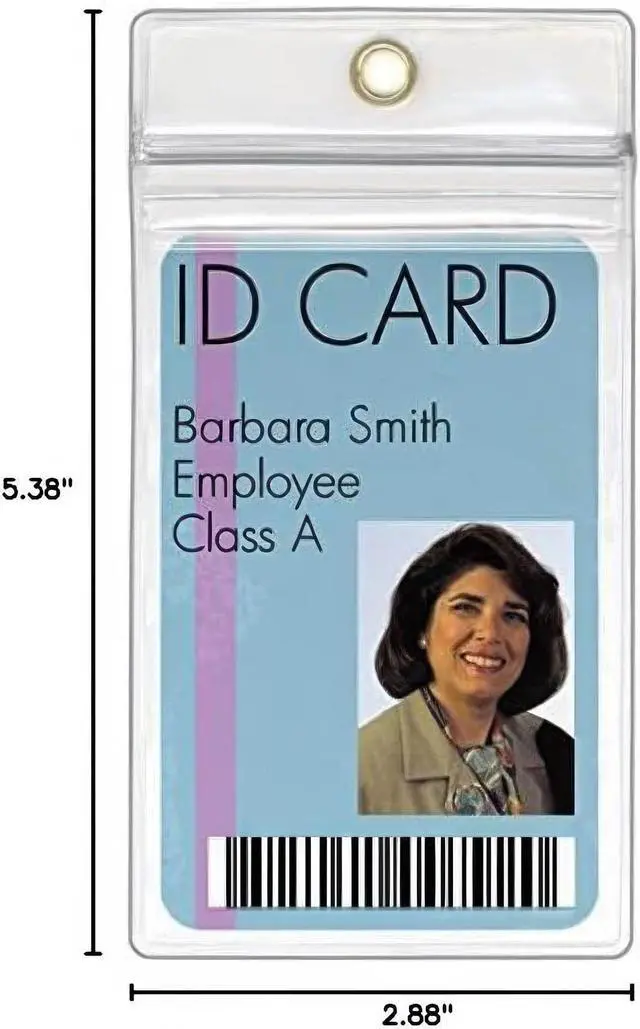 Alt view image 4 of 4 - StoreSMART - 100 Pack - ID/Badge Holder - Zipper and Metal Grommet - Clear Plastic - Open Short Vertical - R3578ZIPS-100