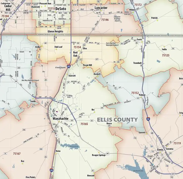 Alt view image 5 of 7 - Dallas - Fort Worth TX ZIP Code Laminated Map (48' x 36')