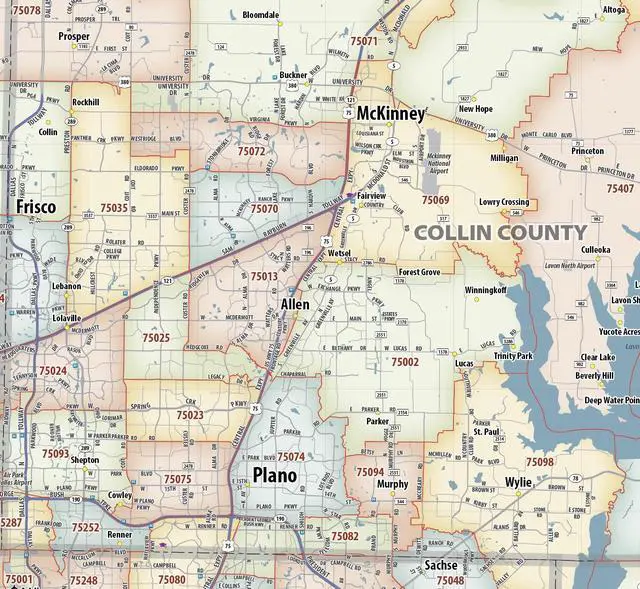 Alt view image 6 of 7 - Dallas - Fort Worth TX ZIP Code Laminated Map (48' x 36')