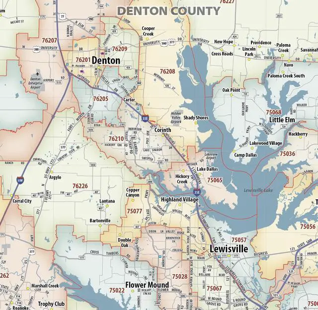 Alt view image 7 of 7 - Dallas - Fort Worth TX ZIP Code Laminated Map (48' x 36')