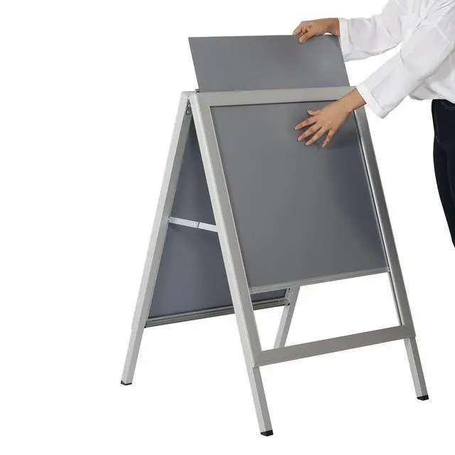 Alt view image 2 of 6 - Sandwich Board Slide-in A Frame Double Sided, Picture, Poster, Advertising Display Menu Board, Aluminum Sidewalk Pavement Sign Holder (Silver, 30x40 inch)