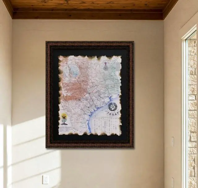 Alt view image 4 of 7 - Framed 1845 Republic Of Texas Map - Torn Edges - 30X36"