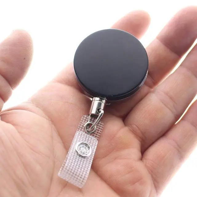 Alt view image 4 of 7 - Bulk 25 Pack - Heavy Duty Badge Reel with Metal Cord and Belt Clip - All Metal Retractable I'd, Key Holder with Steel Wire Cable - Black & Chrome Finish by (Black/Silver)