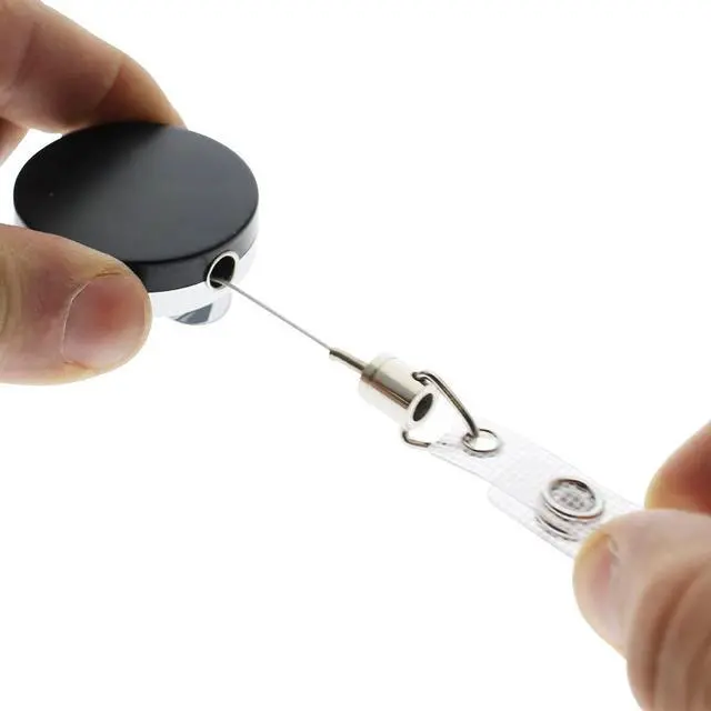 Alt view image 7 of 7 - Bulk 25 Pack - Heavy Duty Badge Reel with Metal Cord and Belt Clip - All Metal Retractable I'd, Key Holder with Steel Wire Cable - Black & Chrome Finish by (Black/Silver)