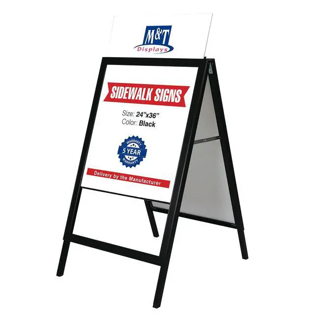 Alt view image 2 of 7 - Sandwich Board Slide-in A Frame Double Sided, Picture, Poster, Advertising Display Menu Board, Aluminum Sidewalk Pavement Sign Holder (Black, 24x36 inch)