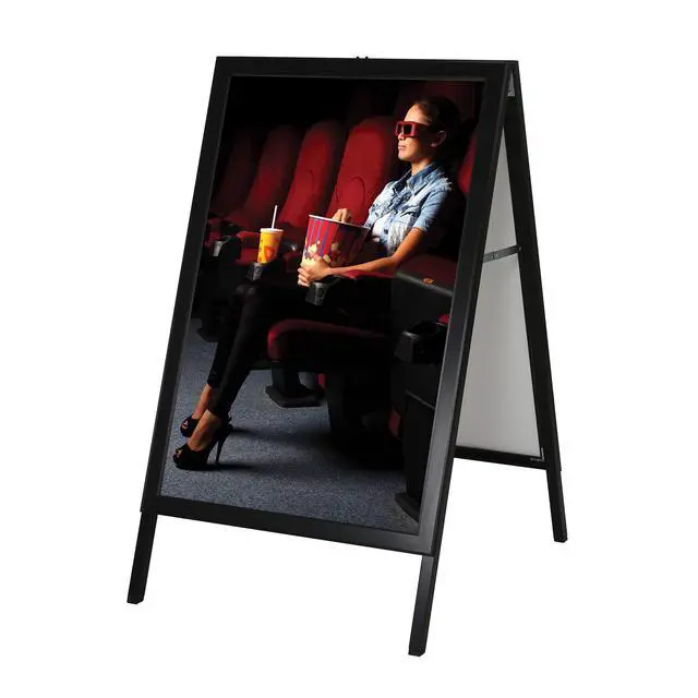 Alt view image 7 of 7 - Sandwich Board Slide-in A Frame Double Sided, Picture, Poster, Advertising Display Menu Board, Aluminum Sidewalk Pavement Sign Holder (Black, 24x36 inch)