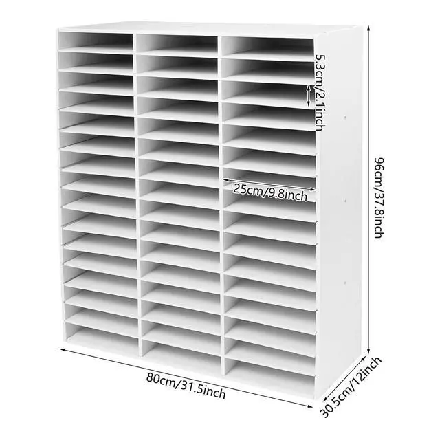 Alt view image 4 of 7 - 48 Compartment Literature Organizer, Adjustable Shelf Classroom Mailbox, Heavy Duty Mail Sorter & Mail Organizer Countertop for Classroom Office Home School (White)