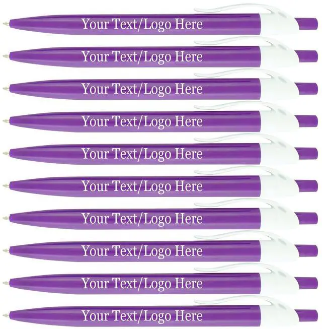 Main image of Personalized Pens With your Custom Logo or Text-500 Pack Bulk-for Businesses, Parties, and Events, Custom Printed Ballpoint Click Pens, Purple Barrel Color, Black Ink