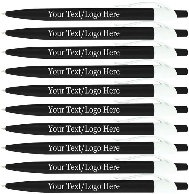 Main image of Personalized Pens With your Custom Logo or Text-500 Pack Bulk-for Businesses, Parties, and Events, Custom Printed Ballpoint Click Pens, Black Barrel Color, Black Ink
