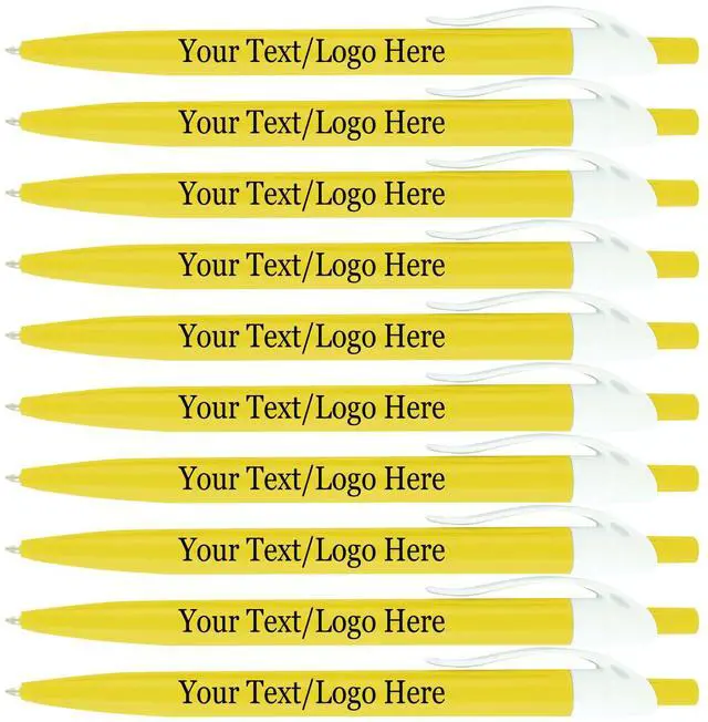 Main image of Personalized Pens With your Custom Logo or Text-500 Pack Bulk-for Businesses, Parties, and Events, Custom Printed Ballpoint Click Pens, Yellow Barrel Color, Black Ink