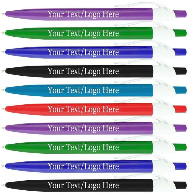 Main image of Personalized Pens With your Custom Logo or Text-500 Pack Bulk-for Businesses, Parties, and Events, Custom Printed Ballpoint Click Pens, Assorted Barrel Colors, Black Ink
