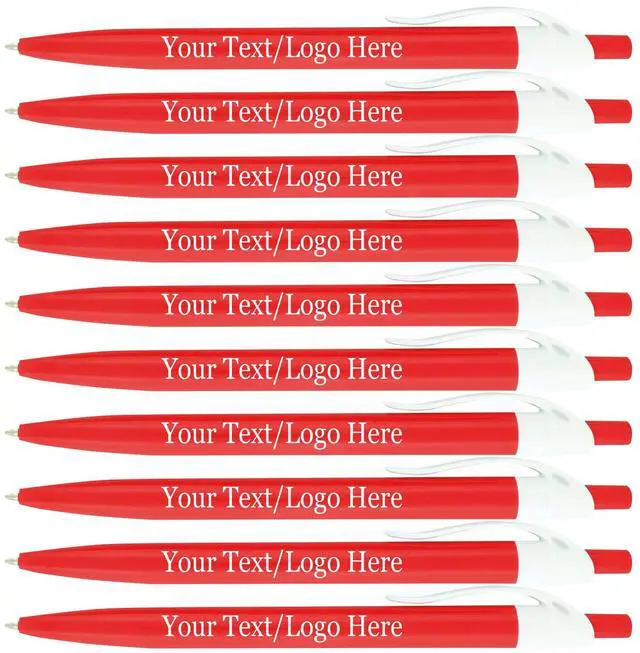 Main image of Personalized Pens With your Custom Logo or Text-500 Pack Bulk-for Businesses, Parties, and Events, Custom Printed Ballpoint Click Pens, Red Barrel Color, Black Ink