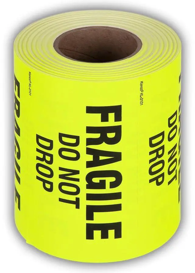 Main image of 3" X 5" Fragile Do not Drop Fluorescent Shipping Label Stickers - 500 Permanent Adhesive Labels Per Roll (10 Pack)