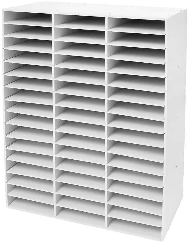 Main image of 48 Compartment Literature Organizer, Adjustable Shelf Classroom Mailbox, Heavy Duty Mail Sorter & Mail Organizer Countertop for Classroom Office Home School (White)