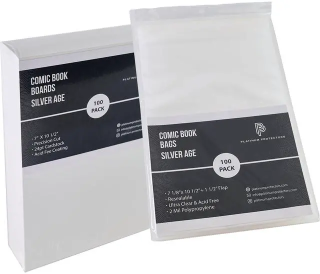 Main image of 1000 Comic Book Bags and Boards for Silver Age, Current/Modern Case of Resealable Premium Sleeves - Full Case - Adhesive Now on The Back of The Bag