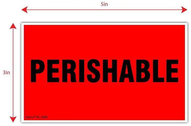 Main image of 3" X 5" Perishable Fluorescent Shipping Label Stickers for Shipping and Packing - 500 Adhesive Labels Per Roll (10 Pack)